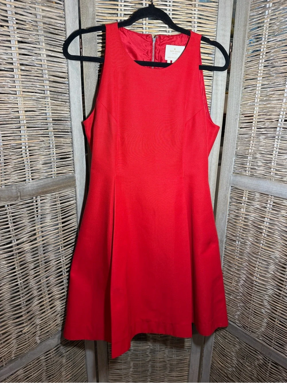Kate Spade Red Silk Cotton Blend Fit and Flare Dress - size 8